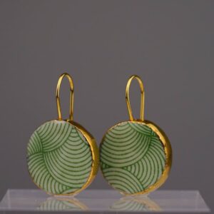green waves porcelain gold earrings frontview unique mamutaki