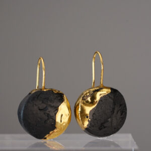 refined with 24-karat ceramic gold and finished with a gold-plated 925 sterling silver hook. A handcrafted one-of-a-kind piece