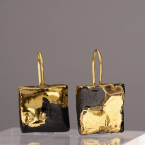 refined with 24-karat ceramic gold and finished with a gold-plated 925 sterling silver hook. A handcrafted one-of-a-kind piece