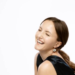 funny valentine turquoise porcelain earrings with gold mamutaki handcrafted front view 2