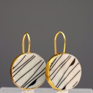 midori mori night porcelain earrings with gold mamutaki handcrafted double front view