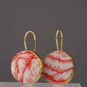 rose whispers porcelain earrings with gold mamutaki handcrafted double front view