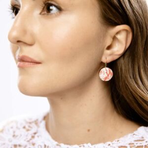 rose whispers porcelain earrings with gold mamutaki handcrafted front view 2