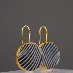 wavedance at night porcelain earrings with gold mamutaki handcrafted double front view