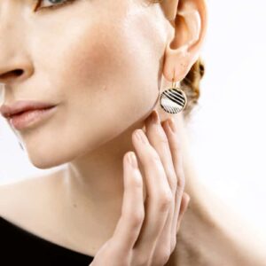 wavedance at night porcelain earrings with gold mamutaki handcrafted front view